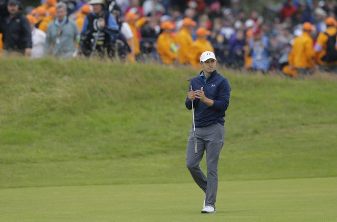 Jordan Spieth of the United States makes his way to the 18th green during the final round of the British Open Golf Championship, at Royal Birkdale, Southport, England, Sunday July 23, 2017. (AP Photo/Alastair Grant)