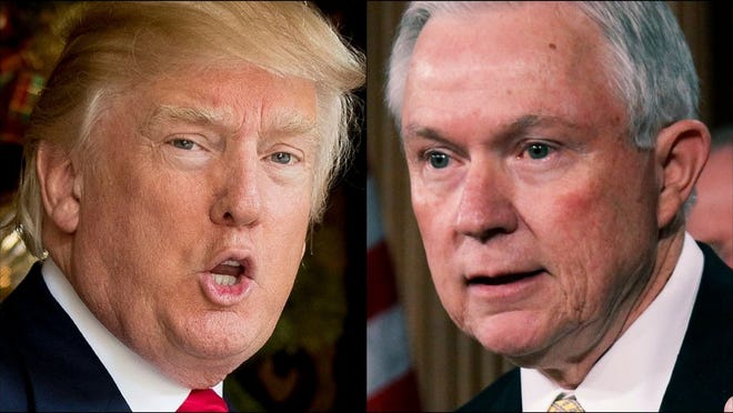 President Trump, left, and Attorney General Jeff Sessions. [AP file photos]