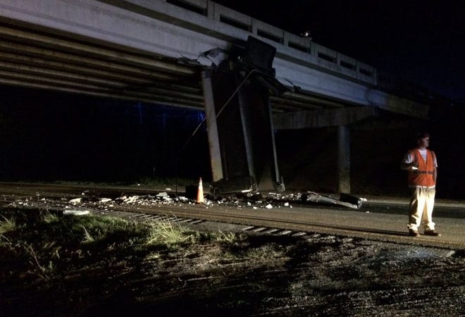Pictures from Okaloosa County Sheriff's Office on early morning incident Friday that closed eastbound I-10 at the Holt exit. [OKALOOSA COUNTY SHERIFF'S OFFICE]