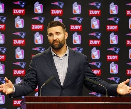 Veteran Patriots player Rob Ninkovich speaks to the media as he announces his retirement on Sunday at Gillette Stadium in Foxborough. [AP Photo/Mary Schwalm]