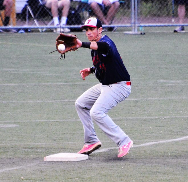 Drew Nickerson of Alton has been a key pick up for Post 7 this season. He has played seven positions and been a positive offensive contributor at the bottom of the lineup. [Mike Whaley/Fosters.com]