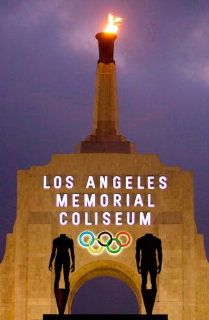 The Los Angeles Memorial Coliseum in Los Angeles on Feb. 13, 2008. [AP Photo/Damian Dovarganes, File]