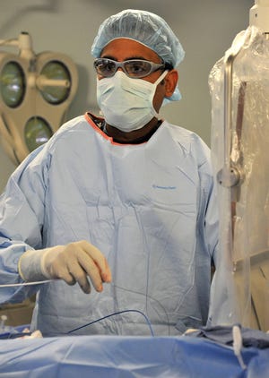 Saumil Oza is chief of cardiology at St. Vincent’s Medical Center Riverside, which is enrolling people in a national clinical trial for a minimally invasive procedure that could aid people with persistent atrial fibrillation. (Bruce Lipsky/Florida Times-Union)