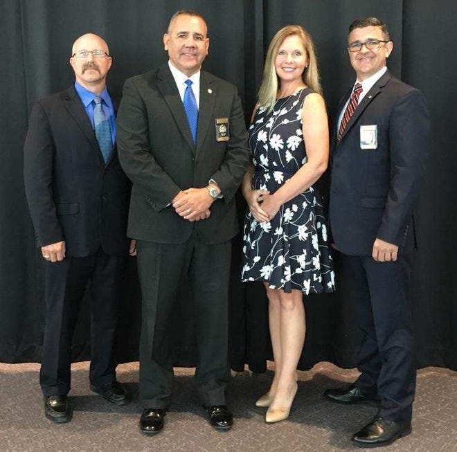 Capt. Ed Turas, Chief Robert Helton, Problem Analysis & Research Center Director Amanda Neese, and Assistant Chief Travis Brittain represented the Gastonia Police Department at a hearing before the Commission in Rhode Island as part of the department’s process of obtaining the CALEA reaccreditation award.

[Photo courtesy Shelby Police Chief Jeff Ledford]