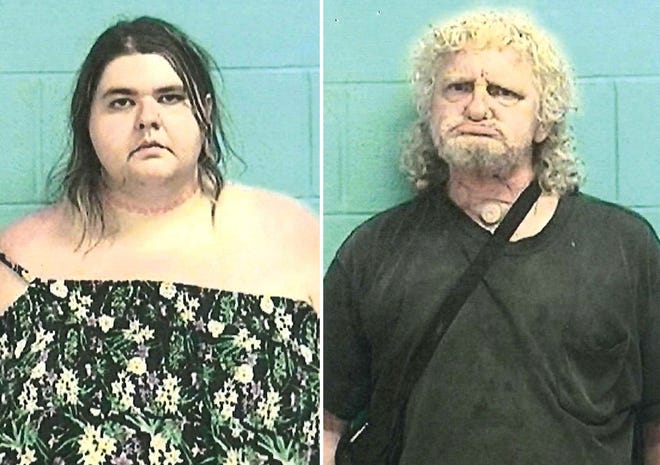 This combination of photos provided by Elyria Police Department shows from left, Jamie Adkins and Brian Dekam. Authorities say Adkins and Dekam, two baby sitters, have been charged with putting five children infested with fleas, bedbugs and lice into the back of a U-Haul truck in Ohio. Both were arrested Wednesday, Aug. 2, 2017 in Elyria, Ohio after they were spotted loading the children into the U-Haul. (Elyria Police Department via AP)