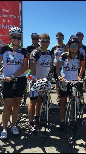 From left, Goose Rocks Beach Cyclists teammates Kacie Pegoraro, Peter Poulin and Sarah Poulin. [Contributed photo]