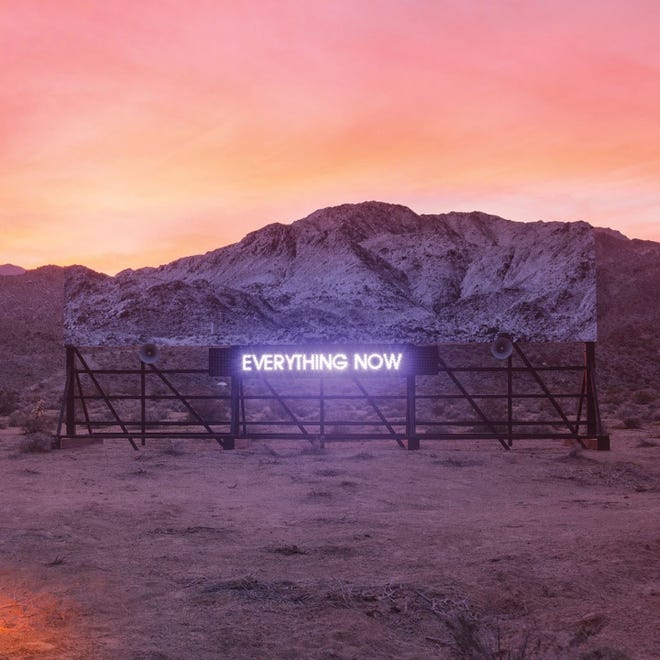 This cover image released by Columbia Records shows "Everything Now," a release by Arcade Fire. (Columbia Records via AP)