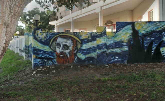 The Vincent van Gogh inspired mural by artist Richard Barrenchea is pictured. The mural sparked controversy when a city inspector came across the mural, cited the homeowner and asked her to paint over it because it violates Mount Dora's rules against graffiti. [TOM BENITEZ / CORRESPONDENT]