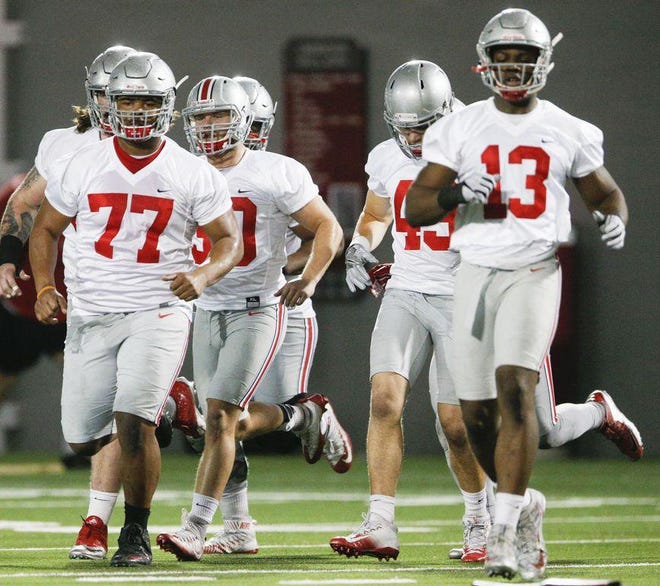 Ohio State defensive tackle Michael Hill (77) has been suspended for a to be determined amount of games at the start of the season.