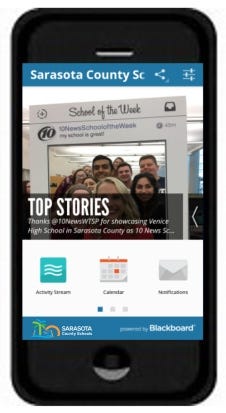 The Sarasota County school district has unveiled a new app intended for parents and community members to follow individual schools, keep tabs on their children's attendance and grades and monitor sports teams. [Photo provided by Sarasota County school district]