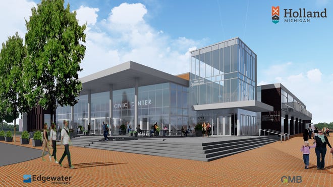 A rendering of the Civic Center after its renovation is shown. [Contributed]