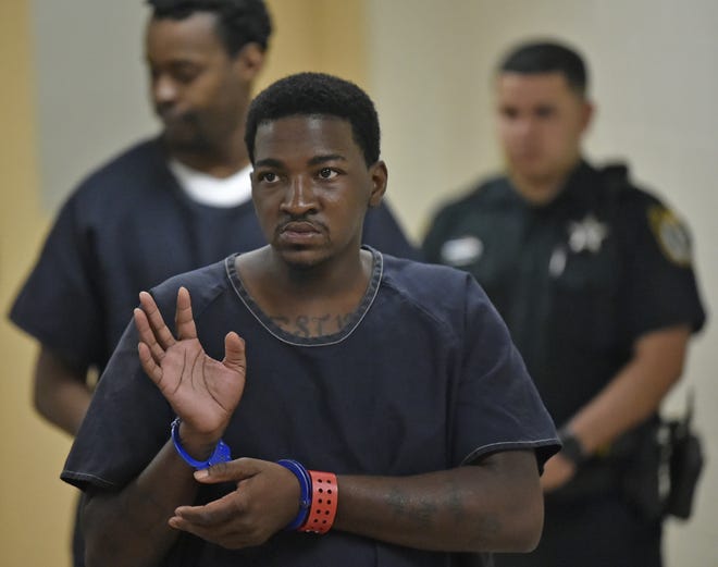 Darryl Hanna Jr., 29, makes his first appearance at the Manatee County jail on Aug. 10, 2017. He is accused of killing to coworkers during a robbery at Zota Beach Resort on Longboat Key Aug. 4. [HERALD-TRIBUNE STAFF PHOTO / THOMAS BENDER]