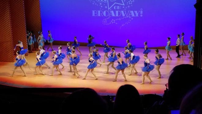 Girls from Barbie's Encore Dance Production in Mount Holly got the opportunity in July to perform on a Broadway stage in New York. [PHOTO BY BARBIE'S ENCORE DANCE PRODUCTION/ SPECIAL TO THE GASTON GAZETTE]