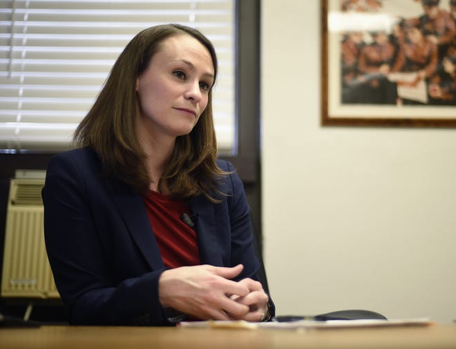 Missouri's first lady and University of Missouri assistant professor Sheena Greitens learned the state's child-abuse hotline did not accept out-of-state calls after reviewing a report from 2014. The hotl;ine now accepts those calls. [Luke Brodarick/Missourian via AP]