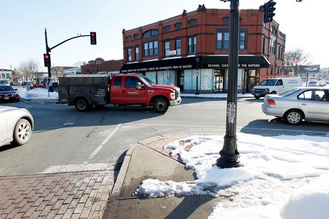 Traffic at 3pm in downtown Stoughton on Wednesday Feb.25,2015.
