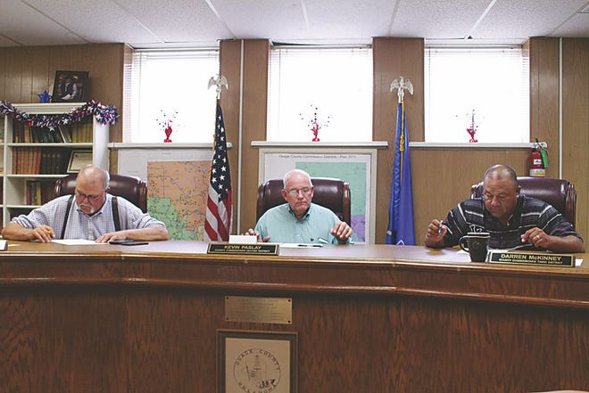 Osage County Commissioners met Aug. 16 at 4 p.m. to approve the auction sale of the Kennedy Building to investor Jay A. Mitchell II. Mitchell won the auction via phone with a bid of $232,000.

Nathan Thompson/Journal-Capital