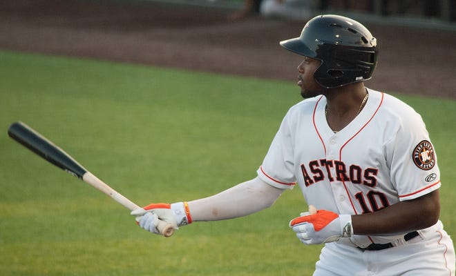 Ronnie Dawson joined Buies Creek and made his debut Tuesday against Lynchburg at Jim Perry Stadium. Dawson said lessons he learned while being a bat boy for the Columbus Clippers have served him well during his climb up the Astros' system. [Patrick Obley/The Fayetteville Observer]