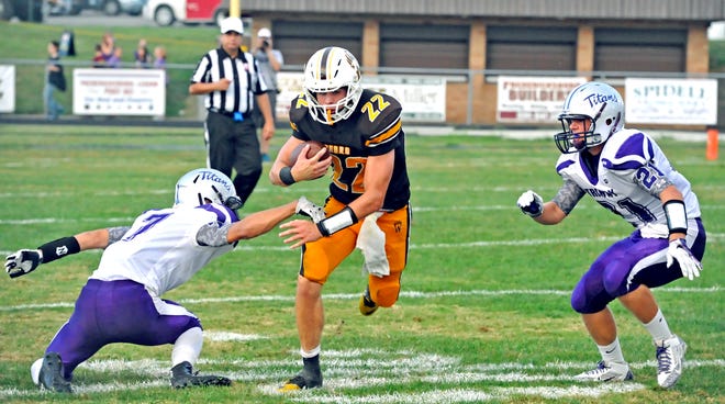 Waynedale’s Logan Stanley (22) was the Golden Bears’ leading rusher and tackler a year ago.