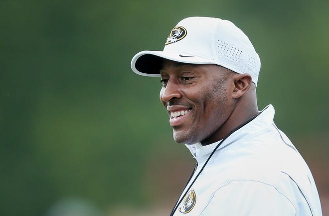 Missouri coordinator DeMontie Cross enters his second season leading the defense. With a little more than one week remaining before the season operner, Cross said his 11 starters have not been finalized. [Timothy Tai/Tribune]