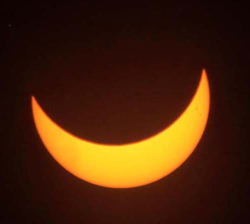 BIG BANANA? - The partial solar eclipse was photographed from Matamoras, PA, using a long telephoto lens fitted with a solar filter. This was close to maximum for this part of the country.

News Eagle photo by Jeff Sidle