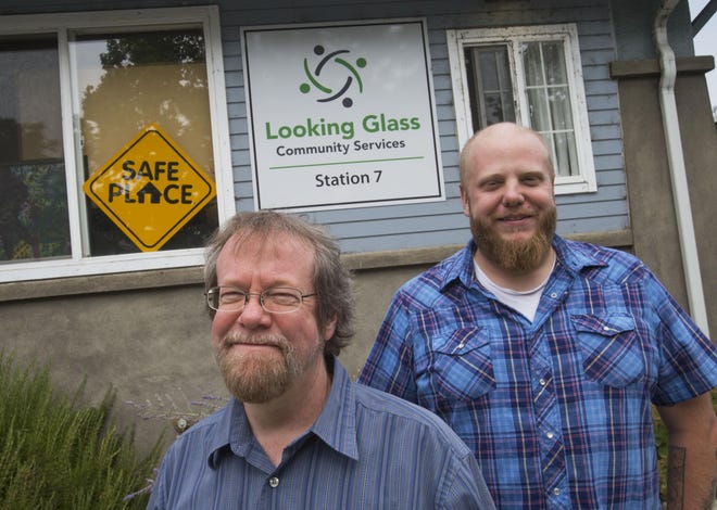 Craig Opperman (left) is president and CEO of Looking Glass Community Services. James Ewell is runaways services manager for Looking Glass. The agency was founded in 1970 and today is a multi-faceted organization that offers help to thousands of homeless and at-risk youth each year. (Chris Pietsch/The Register-Guard)