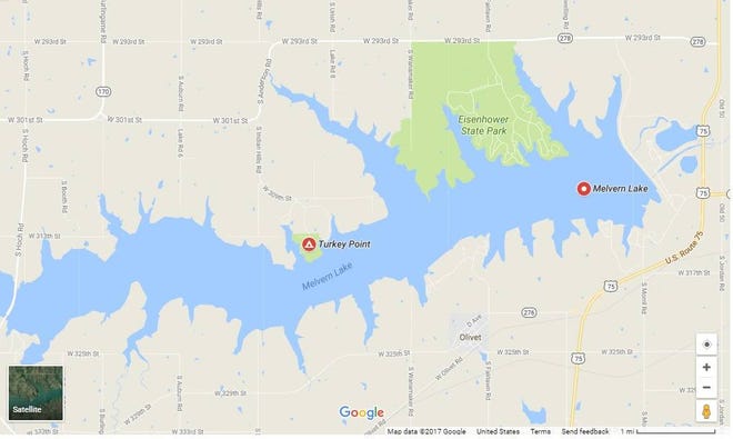 Melvern Lake via Google Maps