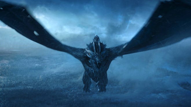 This image released by HBO shows Vladimir Furdik as The Night King on the season finale of “Game of Thrones.” The series set yet another audience record Sunday with its seventh-season finale. Nielsen says an all-time high of 12.1 million viewers were tuned in to the wildly popular fantasy drama. An additional 4 million caught the episode on streaming channels. (HBO via AP)