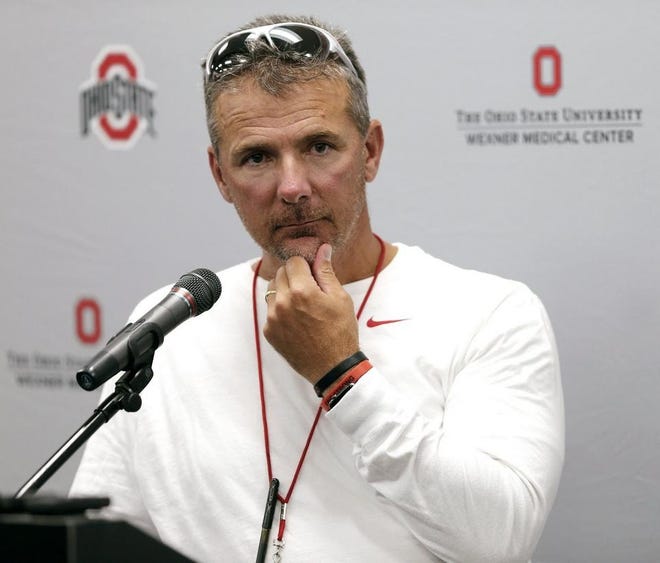 Ohio State head coach Urban Meyer speaks at a press conference at the Woody Hayes Athletic Center on the campus of The Ohio State University.