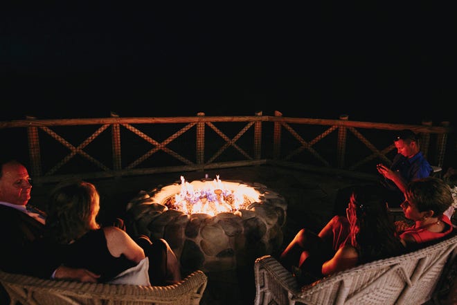 Guests at Amanda and Scott Hicks' reception were able to relax around a fire pit in the evening.