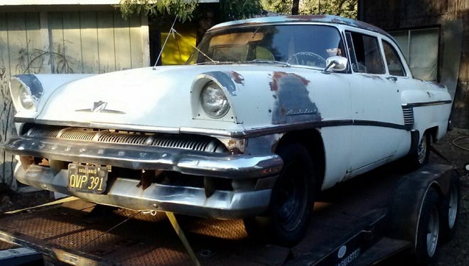 The 1956 Mercury Medalist the Vineyard of Faith Lutheran Church Youth Group recently received as a gift. The car looks to be in very good condition from the body. [Vineyard of Faith Lutheran Church Youth Group]