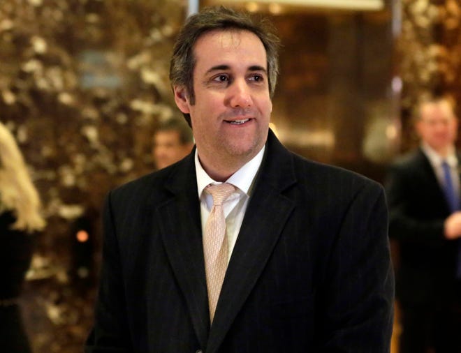 FILE - In this Dec. 16, 2016 file photo, Michael Cohen, an attorney for Donald Trump, arrives in Trump Tower in New York. Cohen acknowledged Monday, Aug. 28, 2017, that the president’s company considered building a Trump Tower in Moscow during the Republican primary, but that the plan was abandoned “for a variety of business reasons.” He said that at one point he reached out to the spokesman for Russian President Vladimir Putin about approvals from the Russian government. (AP Photo/Richard Drew, File)