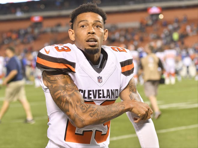 Cleveland Browns cornerback Joe Haden (23) walks off the field after an NFL preseason football game against the New York Giants, Monday in Cleveland. The Browns won 10-6.