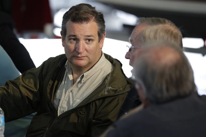 Sen. Ted Cruz, R-Texas in Corpus Christi, Texas, Tuesday, Aug. 29, 2017. The Republicans of New York and New Jersey are pledging unconditional support for those devastated by Hurricane Harvey in Texas. But their resentment lingers. As historic floods wreaked havoc across the Southwest on Tuesday, Northeastern Republicans recalled with painful detail the days after Superstorm Sandy ravaged their region in 2012. At the time, the Texas congressional delegation, led by Cruz, overwhelmingly opposed a disaster relief package they said was packed with wasteful spending. (AP Photo/Evan Vucci)