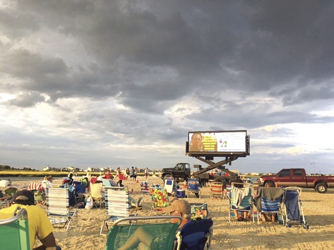 The beach in Brigantine was filled last Friday with people ready to watch "Jaws."