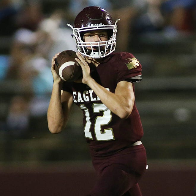 Niceville quarterback Will Koch completed 11 of 12 passes for 165 yards and a touchdown during the Eagles' lopsided win over East Ridge on Friday night. [FILE PHOTO/MICHAEL SNYDER]