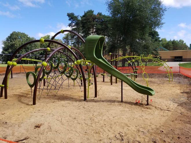 West Ottawa's Pine Creek Elementary has a new, modern-themed playground for the 2017-18 school year. [Erin Dietzer/Sentinel staff]