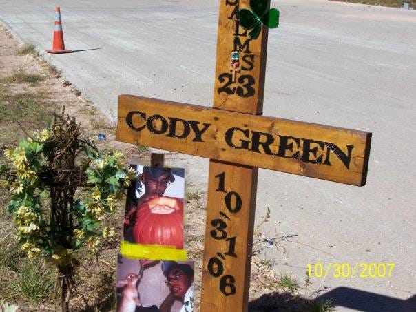 Cross at the site where Cody Green was killed on Oct. 31, 2006, as he worked at a construction site during the development of Marsha Sharp Freeway. (Photos provided by Sharon Southern)
