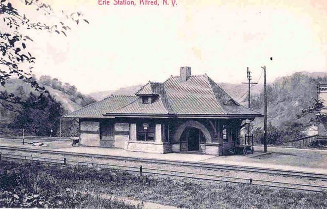 An image depicting Erie Station in Alfred is one of the many items currently on display at Alfred State’s Hinkle Memorial Library until Sept. 27 as part of an exhibit highlighting the Erie Railroad. [PHOTO PROVIDED]