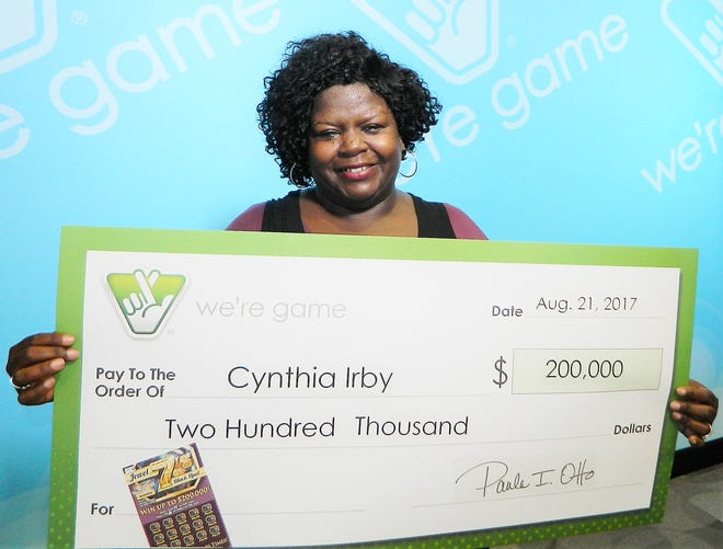 Cynthia Irby, from Blackstone, won $200,000 playing the Virginia Lottery with a ticket she purchased in Petersburg. [Contributed Photo]