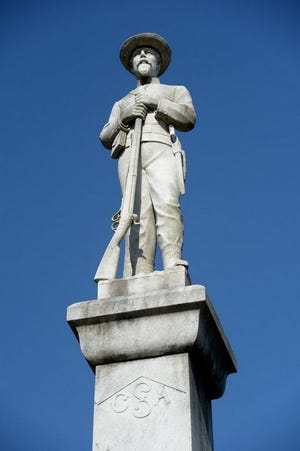 The Confederate statue in Munn Park in downtown Lakeland.