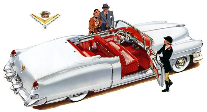 The Cadillac Eldorado arrived in 1953 as a Harley Earl designed beauty. To this day it still brings high dollars at the nation’s collector car auctions. (Artwork compliments Cadillac).