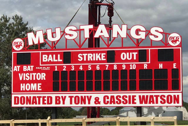 The DC-G baseball field will be seeing a new scoreboard next summer thanks to a donation from DC-G alum and Los Angeles Dodger Tony Watson. PHOTO COURTESY OF STEVE WATSON