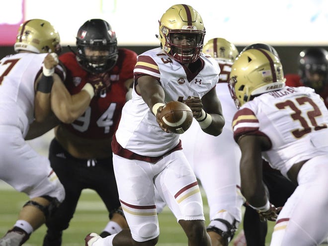 Boston College freshman quarterback Anthony Brown, shown during the Eagles' win over Northern Illinois on Sept. 1, will face a new challenge on Saturday when BC hosts Wake Forest on Saturday at Alumni Stadium.
