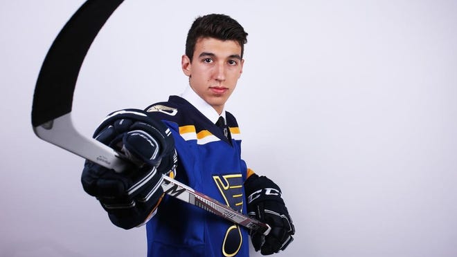 Jordan Kyrou, a second-round draft pick in 2016, joined the St. Louis Blues prospects in a tournament this weekend in Traverse City, Mich. [NHL.com photo]