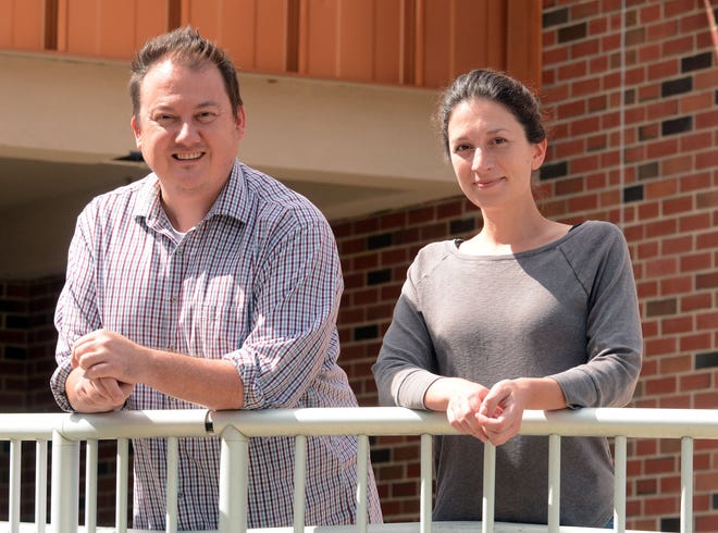 Joshua Vinoski, assistant director of pupil services and special education in Colchester, and Carissa Capozzi, a school social worker, are leading a program to help students struggling with anxiety. [John Shishmanian/ NorwichBulletin.com]
