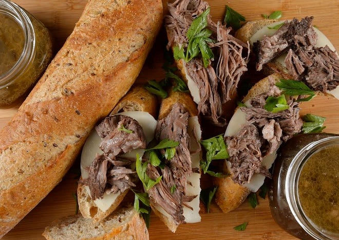 Slow cooker French dip sandwiches might bring tears to your eyes. [Jack Hanrahan/Erie Times-News]