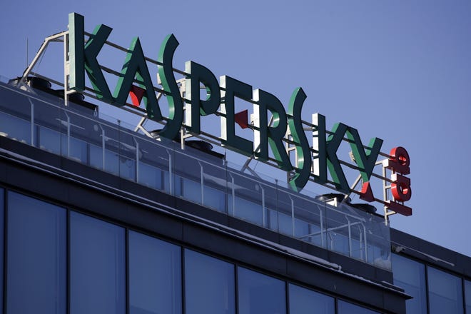 This Jan. 30 file photo shows a sign above the headquarters of Kaspersky Labs in Moscow. Worries rippled through the consumer market for antivirus software after the U.S. government banned federal agencies from using Kaspersky Labs software on Wednesday. Best Buy said it will no longer sell software made by the Russian company, although one security researcher said most consumers don't need to be alarmed. [AP Photo/Pavel Golovkin]