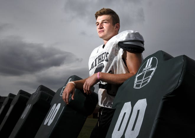 Athens senior running back Drayton Davis leads the team in rushing with 410 yards and eight touchdowns this season and also plays free safety on defense and has been a kicker since his sophomore year. [Justin L. Fowler/The State Journal-Register]