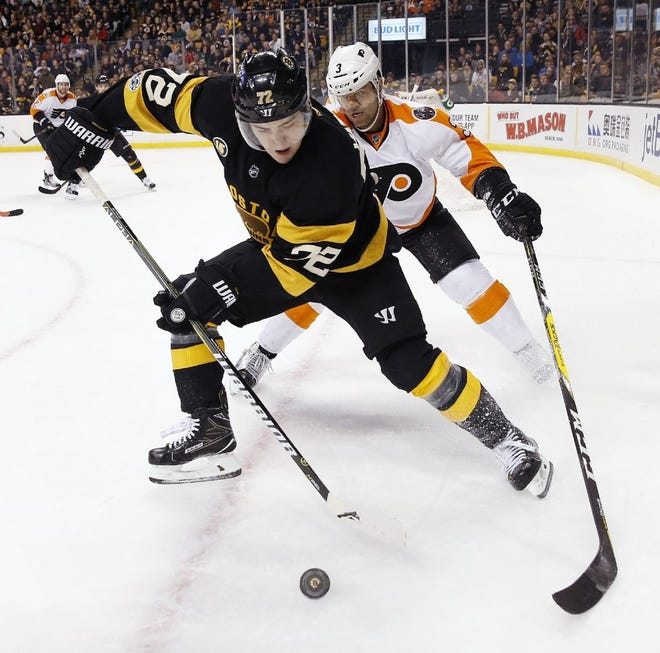 Bruins winger Frank Vatrano is putting in the work to become a quality two-way player. [File Photo/The Associated Press]
