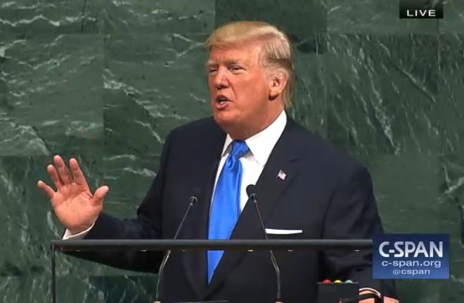 President Donald Trump speaks during the United Nations General Assembly at U.N. headquarters, Tuesday, Sept. 19, 2017. [C-SPAN]